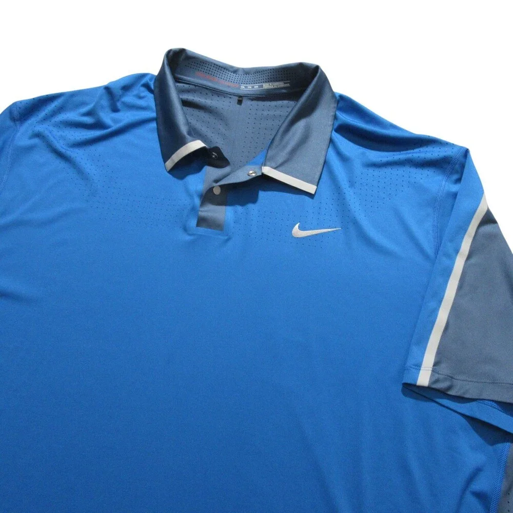 Nike Mens Polo Shirt Tiger Woods Collection‎ 2XL Athletic Fit Blue Stretch